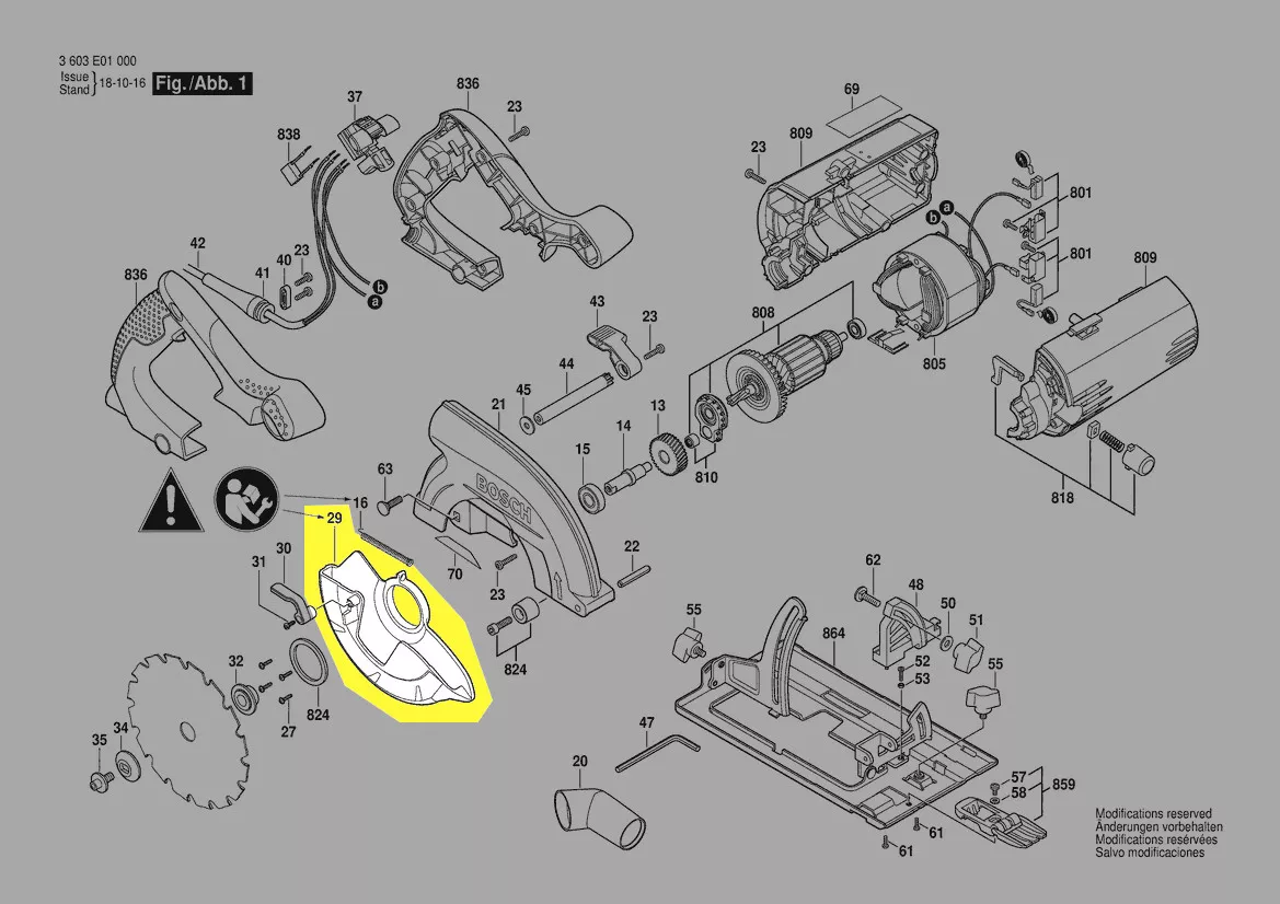 capot protection pendulaire scie circulaire réf. 1 609 203 Y06 Bosch